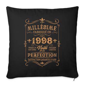 Cadeau D'anniversaire Millésime Fabriqué En 1998 - Housse de coussin décorative 45 x 45 cm - noir - Devant