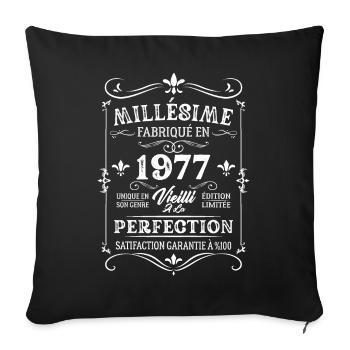Cadeau D'anniversaire Millésime Fabriqué En 1977 - Housse de coussin décorative 45 x 45 cm - noir - Devant