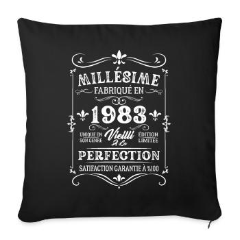 Cadeau D'anniversaire Millésime Fabriqué En 1983 - Housse de coussin décorative 45 x 45 cm - noir - Devant