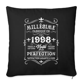 Cadeau D'anniversaire Millésime Fabriqué En 1998 - Housse de coussin décorative 45 x 45 cm - noir - Devant