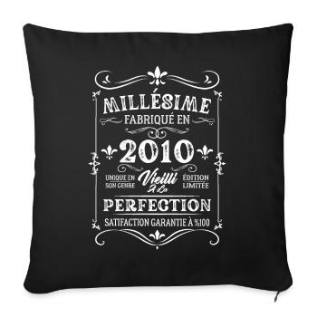 Cadeau D'anniversaire Millésime Fabriqué En 2010 - Housse de coussin décorative 45 x 45 cm - noir - Devant