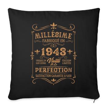 Cadeau D'anniversaire Millésime Fabriqué En 1943 - Housse de coussin décorative 45 x 45 cm - noir - Devant