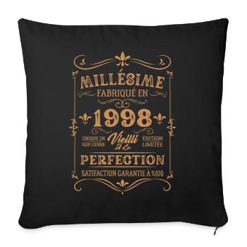 Vintage birthday gift made in 1998 - Sofa pillowcase 17,3'' x 17,3'' (45 x 45 cm) - black - Front