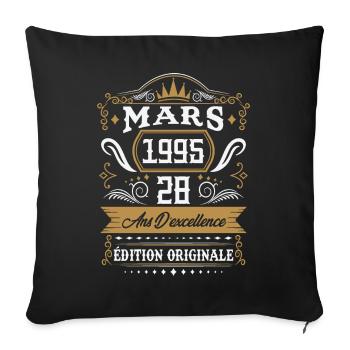 Mars 1995 28 Ans Rétro Cadeau D'anniversaire - Housse de coussin décorative 45 x 45 cm - noir - Devant