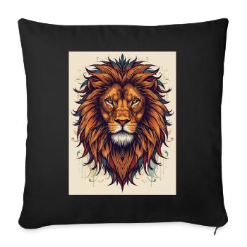 Lion portrait in the magic of colors - Sofa pillowcase 17,3'' x 17,3'' (45 x 45 cm) - black - Front