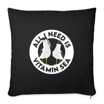 Tout ce dont j'ai besoin, c'est de la vitamine Mer du nord de l'Allemagne Möwe - Housse de coussin décorative 45 x 45 cm - noir - Devant