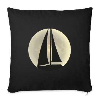 Sailboat Captain Moonlight Silhouette - Sofa pillowcase 17,3'' x 17,3'' (45 x 45 cm) - black - Front