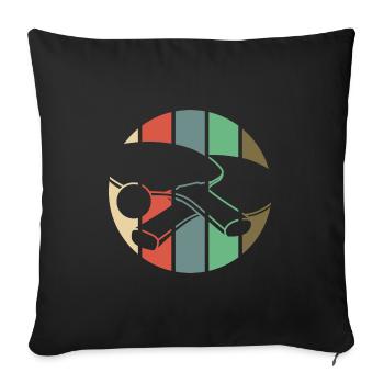 Ping-ping-cong de tennis de table vintage retro - Housse de coussin décorative 45 x 45 cm - noir - Devant