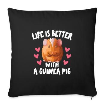 La vie est meilleure avec la mère cochonne - Housse de coussin décorative 45 x 45 cm - noir - Devant