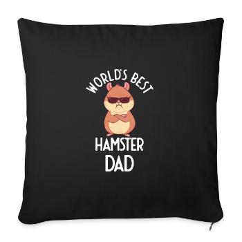 Worlds Best Hamster Dad Dabbing Golden Hamster - Sofa pillowcase 17,3'' x 17,3'' (45 x 45 cm) - black - Front