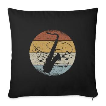 Saxophone Saxophoniste Orchestre Musiciens Musique à vent - Housse de coussin décorative 45 x 45 cm - noir - Devant