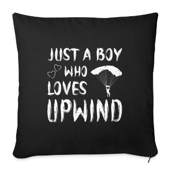 Just A Boy Who Loves Upwind Paraglider Parachute S - Sofakissenbezug 45 x 45 cm - Schwarz - Vorne