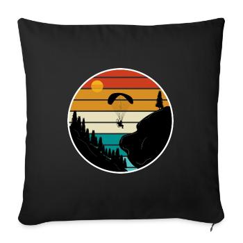 Retro Graphic Paragliding Paraglider Parachute Sky - Sofakissenbezug 45 x 45 cm - Schwarz - Vorne