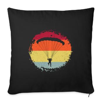 Retro Graphic Paragliding Paraglider Parachute Sky - Sofakissenbezug 45 x 45 cm - Schwarz - Vorne