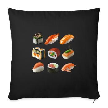 Different sushi variations - Sofa pillowcase 17,3'' x 17,3'' (45 x 45 cm) - black - Front