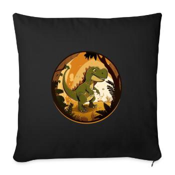 Sympathique dinosaure T-Rex - Housse de coussin décorative 45 x 45 cm - noir - Devant