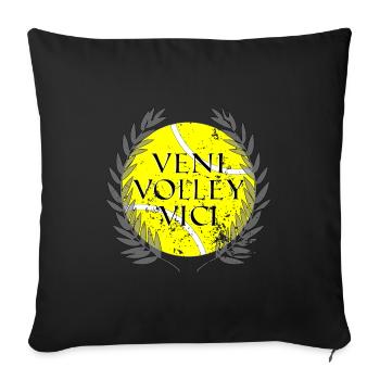 veni volley vici Tennis Shirt Lustiger Spruch - Sofakissenbezug 45 x 45 cm - Schwarz - Vorne