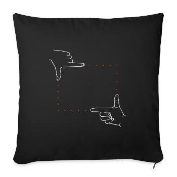 Cadre de signaux manuels – 2 couleurs - Housse de coussin décorative 45 x 45 cm - noir - Devant