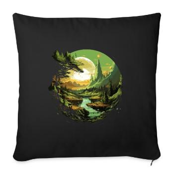 Von der Natur inspirierte landschaftliche Kunst - Sofakissenbezug 45 x 45 cm - Schwarz - Vorne