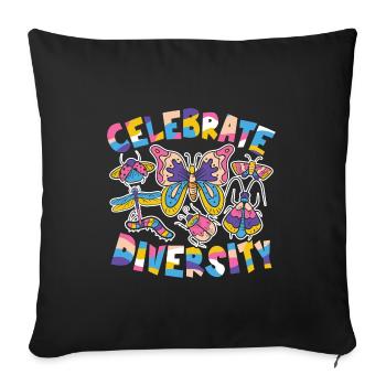 Celebrate Diversity - Sofakissenbezug 45 x 45 cm - Schwarz - Vorne