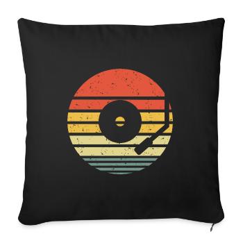 Vinyle Disque Vintage Retro - Housse de coussin décorative 45 x 45 cm - noir - Devant