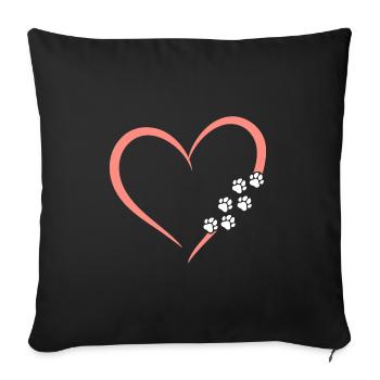 Chien Love Dog Love Paw Chien Propriétaire Cadeau - Housse de coussin décorative 45 x 45 cm - noir - Devant