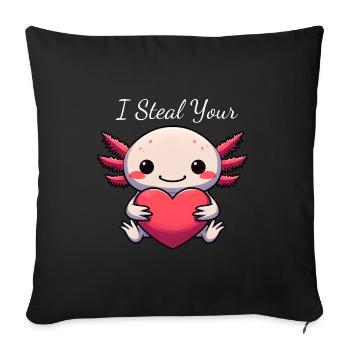 Axolotl Love - In Love, Friendship and "I - Sofa pillowcase 17,3'' x 17,3'' (45 x 45 cm) - black - Front