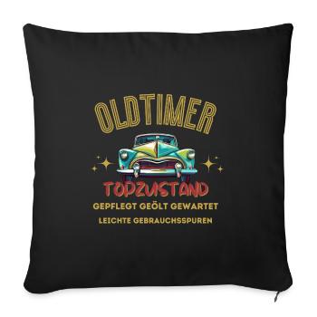 Anniversaire des années de voiture ancienne - Housse de coussin décorative 45 x 45 cm - noir - Devant