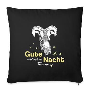 Sheep ram good night - Sofa pillowcase 17,3'' x 17,3'' (45 x 45 cm) - black - Front