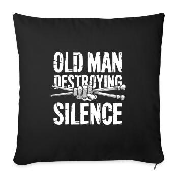 Old Man Grandpa Plays Drums Drum Saying - Sofa pillowcase 17,3'' x 17,3'' (45 x 45 cm) - black - Front