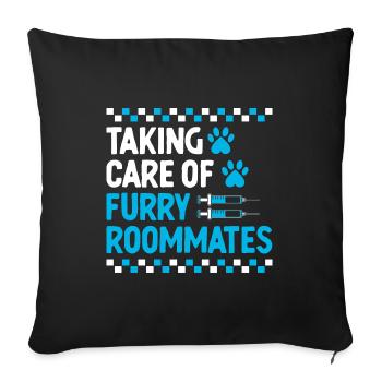 Taking Care Of Furry Roommates Verterinarian - Sofa pillowcase 17,3'' x 17,3'' (45 x 45 cm) - black - Front