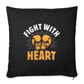 Fight With Heart Boxer Sports Strength Gym Athlete - Sofa pillowcase 17,3'' x 17,3'' (45 x 45 cm) - black - Front