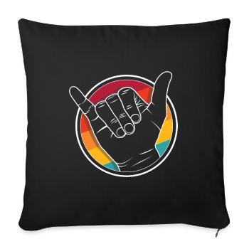 Hang ten / Vdub Greeting / Shaka wave - Aircooled - Housse de coussin décorative 45 x 45 cm - noir - Devant