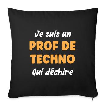 Prof de techno - Housse de coussin décorative 45 x 45 cm - noir - Devant
