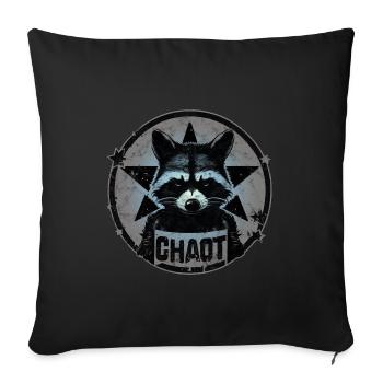 Waschbär, Chaot, Anarchie, Revolution, Stern - Sofakissenbezug 45 x 45 cm - Schwarz - Vorne