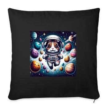 Pâques, Lapin De Pâques, Astronaute, Espace, Système Solaire - Housse de coussin décorative 45 x 45 cm - noir - Devant