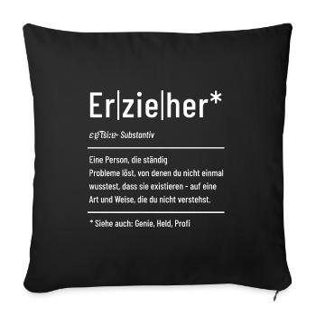Erzieher - Definition - Lexikon - Sofakissenbezug 45 x 45 cm - Schwarz - Vorne