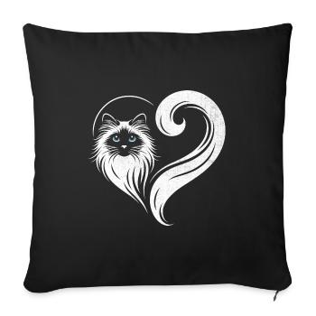 Ragdoll Heart Cat Lover Ragdolls Cats - Sofa pillowcase 17,3'' x 17,3'' (45 x 45 cm) - black - Front
