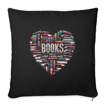 Les livres sont mon amour Langue Lecture de livres Rat de bibliothèque - Housse de coussin décorative 45 x 45 cm - noir - Devant