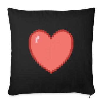 Heart heart Pixel Gamer Gift - Sofa pillowcase 17,3'' x 17,3'' (45 x 45 cm) - black - Front