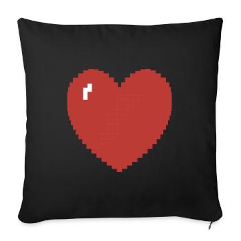 Heart heart Pixel Gamer Gift - Sofa pillowcase 17,3'' x 17,3'' (45 x 45 cm) - black - Front