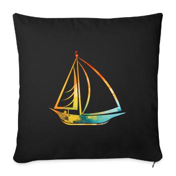 Sailing ship - Sofa pillowcase 17,3'' x 17,3'' (45 x 45 cm) - black - Front