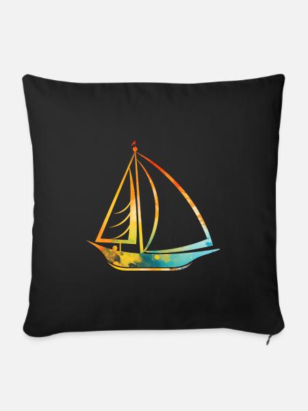 Segelschiff - Sofakissenbezug 45 x 45 cm - Schwarz
