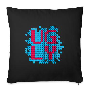 Strickmuster ugly christmas Stricken Kult Xmas - Sofakissenbezug 45 x 45 cm - Schwarz - Vorne