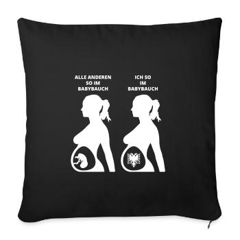 GESCHENK BABYBAUCH GEBOREN ALBANIEN - Sofakissenbezug 45 x 45 cm - Schwarz - Vorne
