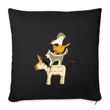 Bremen Town Musicians - Sofa pillowcase 17,3'' x 17,3'' (45 x 45 cm) - black - Front