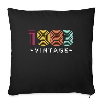 Né en 1983 - Housse de coussin décorative 45 x 45 cm - noir - Devant
