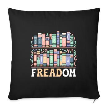 Freadom Buch lesen Bücher Bücherwurm Bibliophil - Sofakissenbezug 45 x 45 cm - Schwarz - Vorne