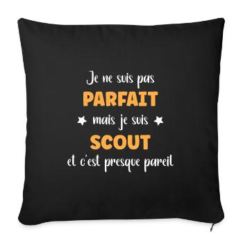 Je suis pas parfait je suis scout - Housse de coussin décorative 45 x 45 cm - noir - Devant