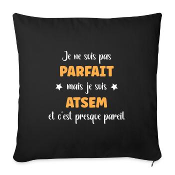 atsem - Housse de coussin décorative 45 x 45 cm - noir - Devant